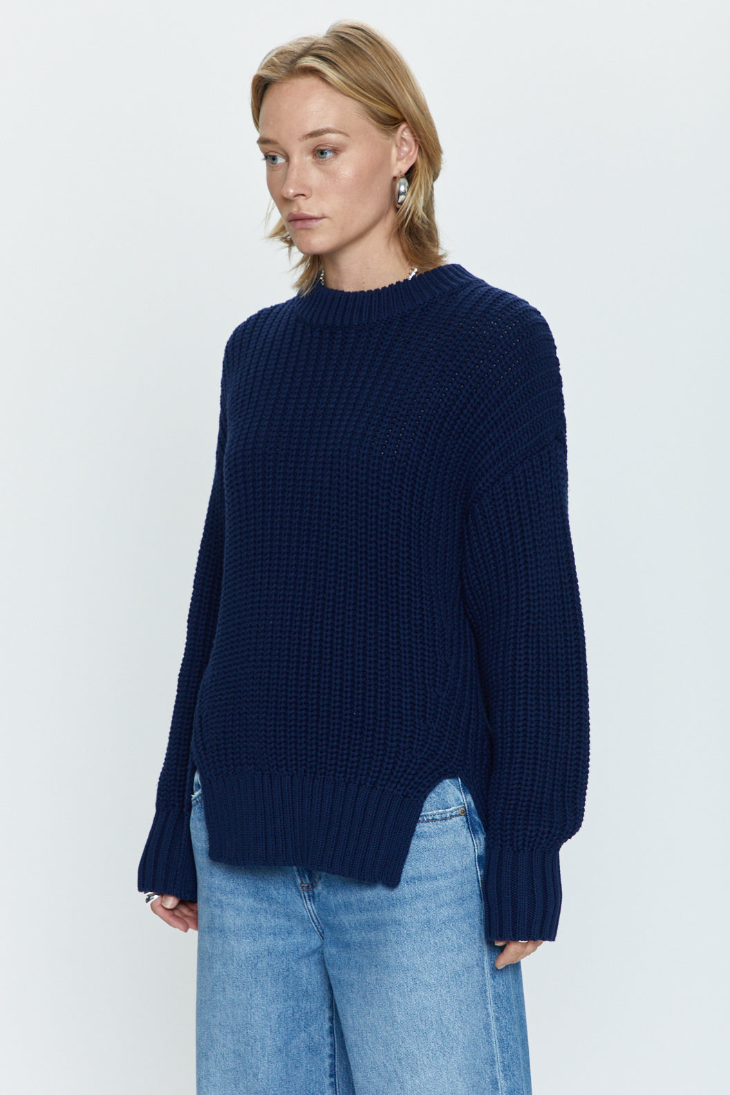 Helene Split Hem Sweater - Navy Sky
            
              Sale